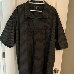 Falcon Bay Black and white striped short sleeve button down shirt
